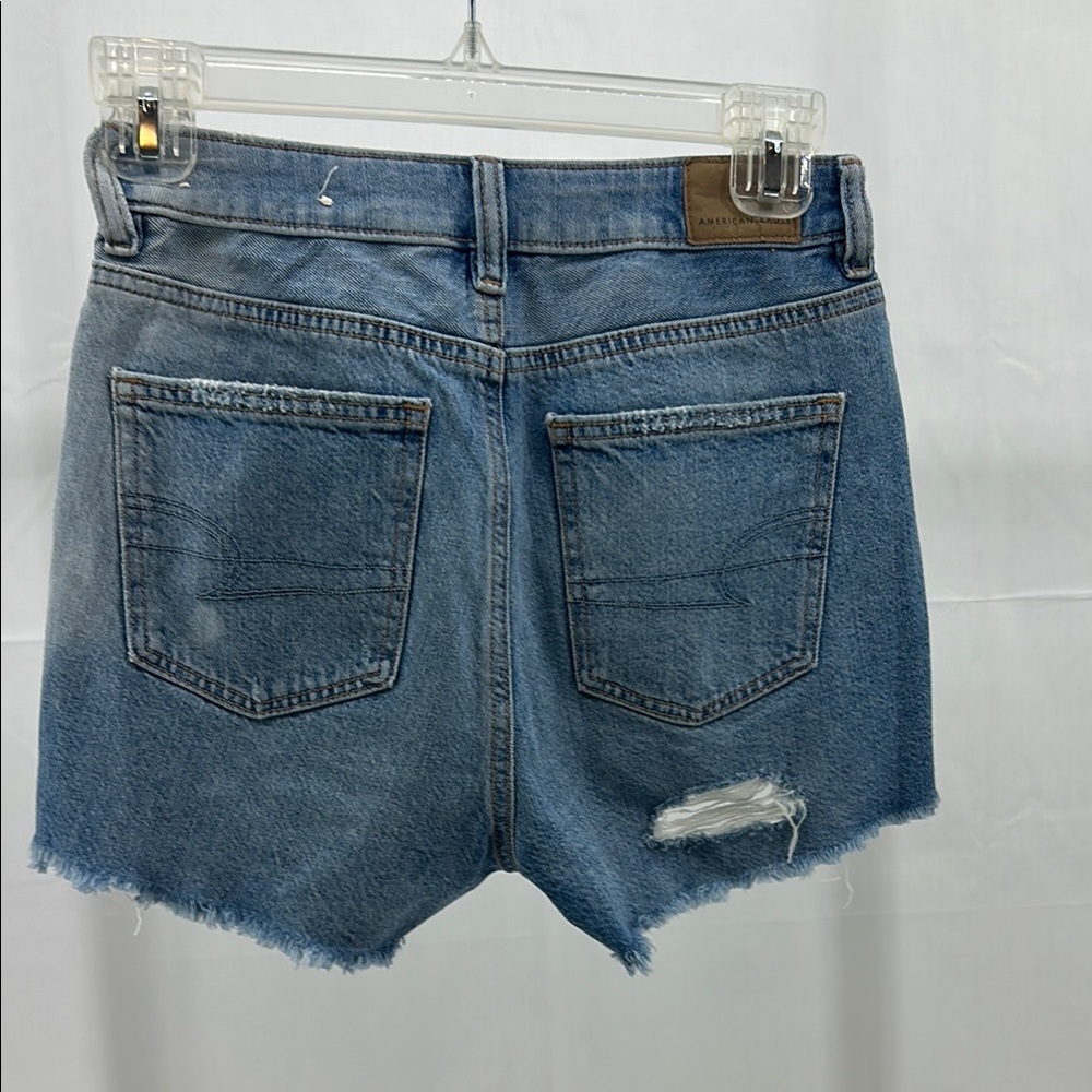 American Eagle Blue Jean Mom Shorts with Vintage Distressing - Picture 3 of 4